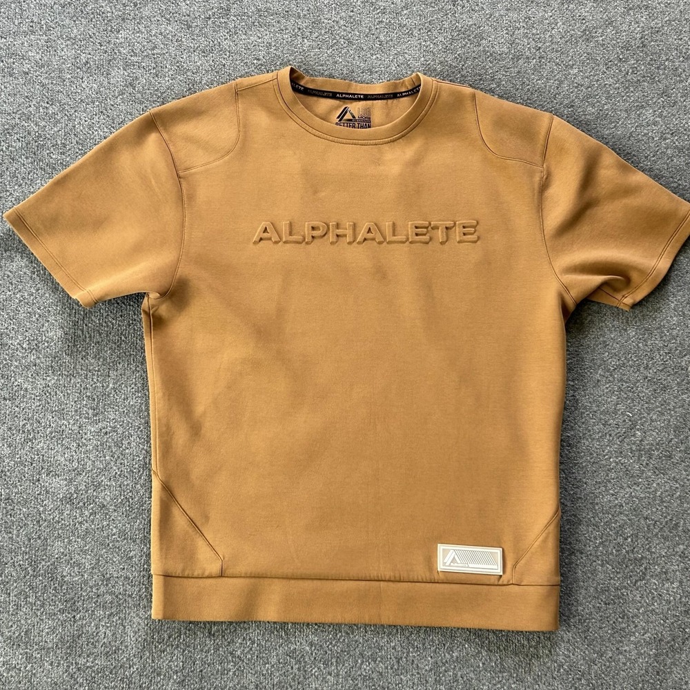 Alphalete LDB Heavyweight Tee Mens Large Tan Oversized Pump‎ Cover Gym Shirt